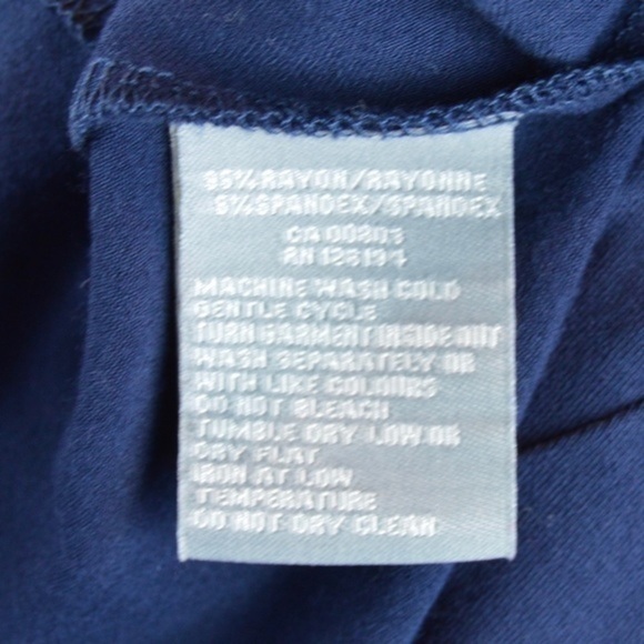 Navy Blue Twist Front Low Plunge Neck Jersey Knit Midi Dress, Size Small - Picture 8 of 8